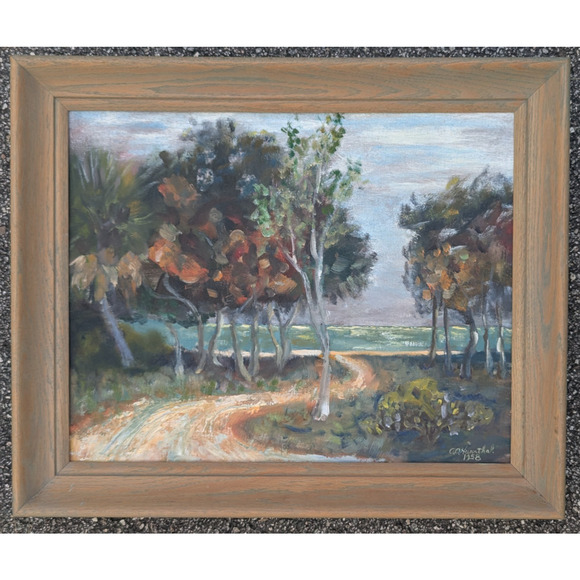 Oil On Board Landscape Painting Artist Signed 1958 - Picture 1 of 13